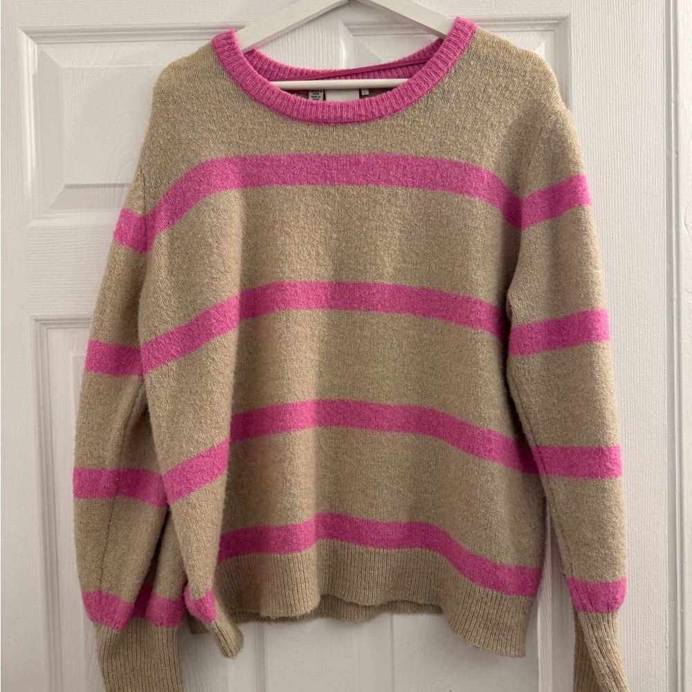 ICHI - Striped Pink and Beige Sweater - Size L